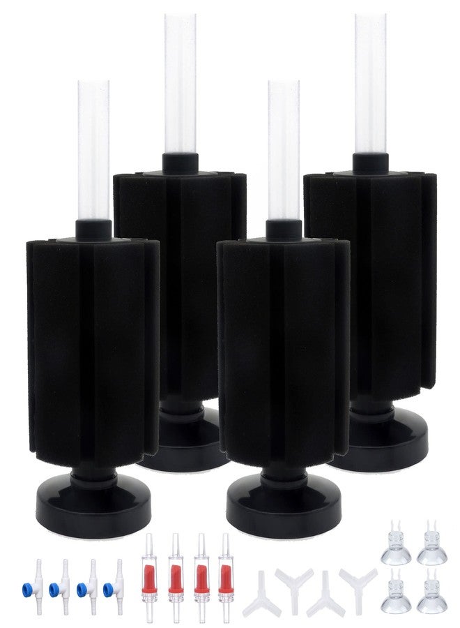 ALEGI 4pcs Large Aquarium Sponge Filter with Suction Cups, Check Valves for Breeding Fry Betta Shrimp Fish Tank (Medium for 20-50 Gal 4 Pcs) - Image 1
